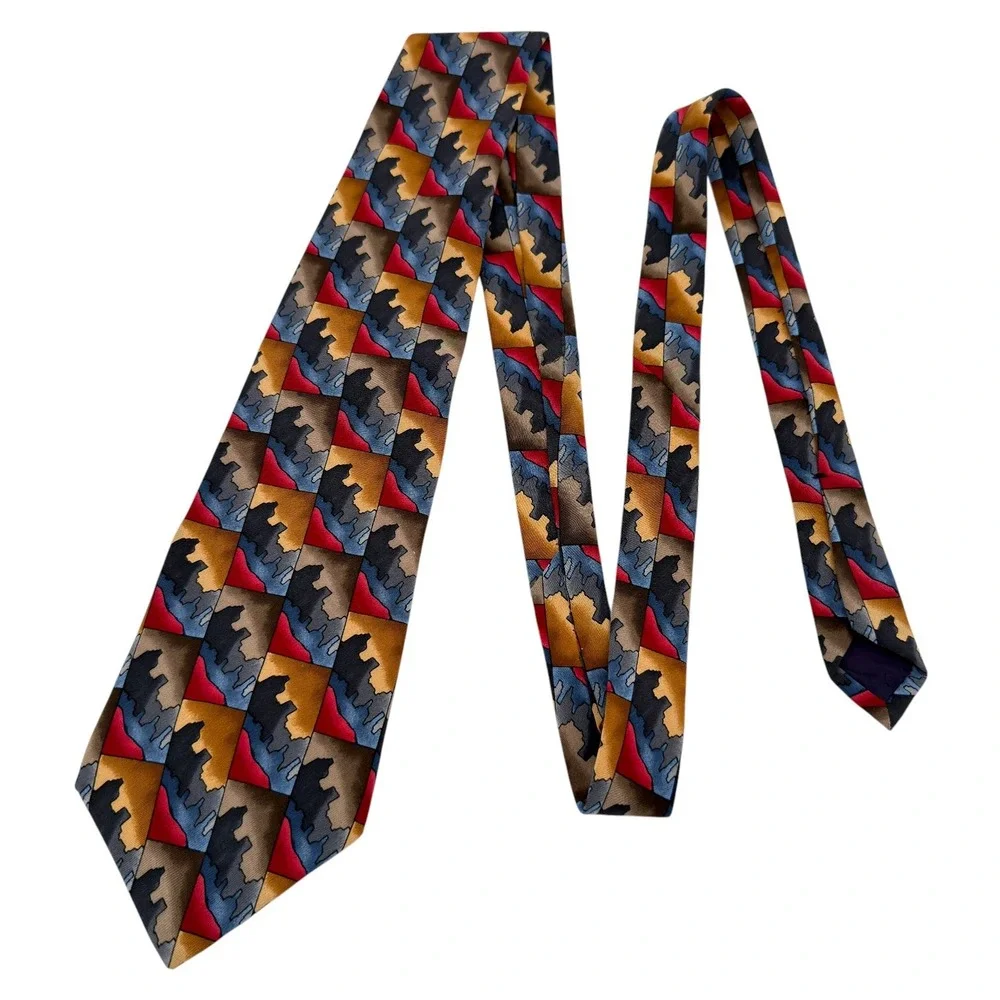 J. Garcia Dawn at‎ the Ritz Carlton Collection Eight Silk Tie Red Blue Gold USA